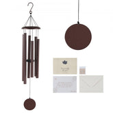 Bronze aluminum wind chimes with six hand-tuned tubes for deep, soothing tones.
