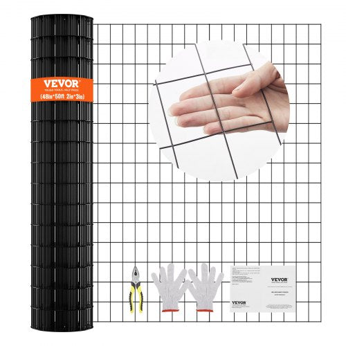 Bostome 16 gauge galvanized hardware cloth roll with vinyl coating and 2"x3" grid pattern.