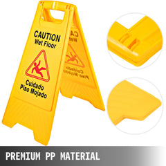 Bostome 12-pack of foldable yellow bilingual caution wet floor signs with bold text and icon.