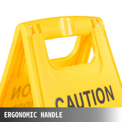 Bostome 12-pack of foldable yellow bilingual caution wet floor signs with bold text and icons.