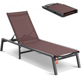 Bostome outdoor chaise lounge chair with adjustable backrest and aluminum frame in a neutral color.