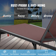 Bostome outdoor chaise lounge chair with adjustable backrest and lightweight aluminum frame.