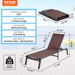 Bostome outdoor chaise lounge chair with adjustable backrest and aluminum frame in a patio setting.