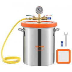 Bostome 3 gallon vacuum chamber with tempered glass lid and 304 stainless steel construction.