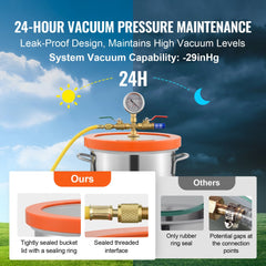 Bostome 3 Gallon Vacuum Chamber with tempered glass lid and 304 stainless steel construction.