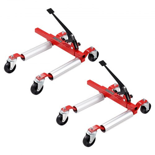 Bostome Heavy Duty Wheel Dolly 2-Pack with 4-inch swivel casters for easy vehicle positioning.