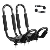Bostome J-Shape kayak roof rack carrier made of alloy steel for SUVs with adjustable straps.