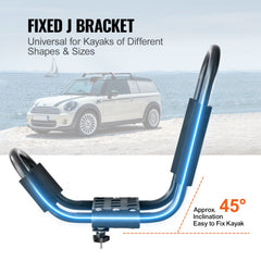 Bostome J-Shape kayak roof rack carrier with alloy steel construction and soft cushions.