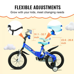 Blue 16-inch folding toddler balance bike with adjustable seat and handlebars.