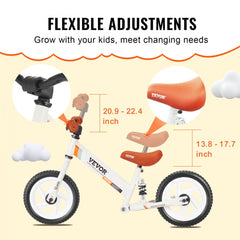 Bostome 12" carbon steel kids balance bike with adjustable seat and handlebar for ages 1-5.