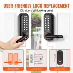Bostome mechanical keyless entry door lock in zinc alloy for outdoor gates and doors.