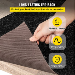 Black waterproof marine boat carpet measuring 6x13 ft with a soft, durable surface.
