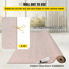 Roll of 6x18 ft light brown waterproof marine boat carpet with scissors and glue.