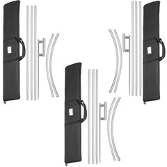 16ft anodized aluminum feather flag pole kit with curved segments, ground spike, and black carry bag.