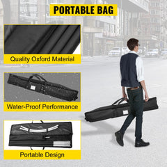 A 16ft anodized aluminum feather flag pole kit with ground spike, packed in a black Oxford carry bag.