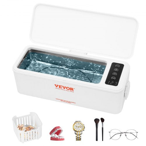 Bostome Ultrasonic Jewelry Cleaner with a 470ml stainless steel tank and four timer modes.