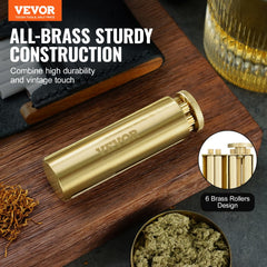 Bostome solid brass manual cigarette rolling machine with precision gears and portable design.