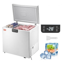 White Bostome 7 Cu.Ft chest freezer with two removable baskets and digital temperature control.
