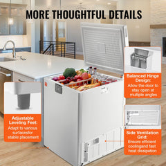 Bostome 10 Cu.Ft Chest Freezer in white with two removable baskets for organized storage.