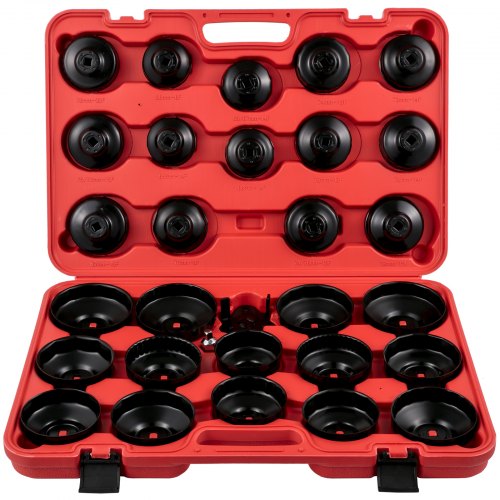30-piece oil filter socket set with low-profile wrenches in a compact carrying case.