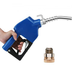 Bostome automatic fuel nozzle with 3/4" NPT inlet and 13/16" spout for diesel and gas.