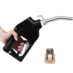 Black automatic fuel nozzle with 3/4" NPT inlet, 13/16" spout, and 11 GPM diesel rating.