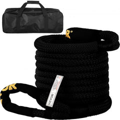 Black 1-1/4" x 31.5' kinetic recovery rope with yellow accents and storage bag.