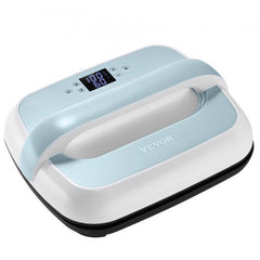 Bostome 12x10 inch portable heat press machine in blue and white with digital display.
