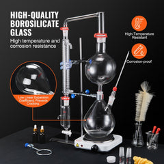Bostome 2000ml Essential Oil Distillation Kit with borosilicate glass and heating plate.