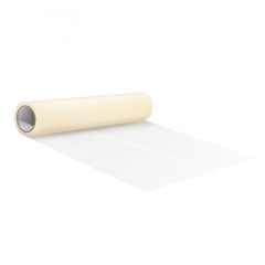 Self-adhesive polyethylene carpet protection film roll, 24 inches wide by 50 feet long.