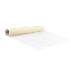 Self-adhesive polyethylene carpet protection film roll, 36 inches wide by 200 feet long.