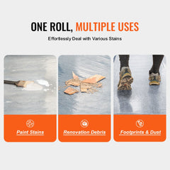 Self-adhesive polyethylene carpet protection film roll, 36 inches wide by 200 feet long.