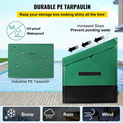 Large waterproof outdoor storage box made of PE tarpaulin with a galvanized frame.