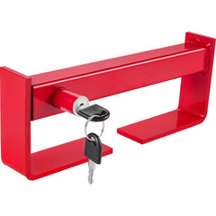 Red steel adjustable cargo container lock, 9.84-17.32 inches, with key.