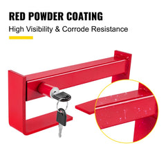 Red steel adjustable cargo container lock with powder coating and key, 9.84-17.32 inches.
