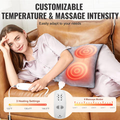 Bostome weighted heating pad with massaging heat and vibration for back pain relief.