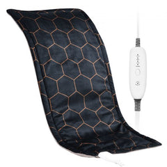 Bostome weighted far infrared heating pad, 12x24 inches, with soft fleece and adjustable heat levels.