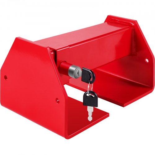Red adjustable steel cargo container lock with key, fits 9.84-17.32in rods.