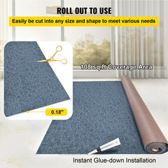Gray marine carpet measuring 6x36 ft, suitable for indoor and outdoor use.