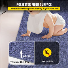 Deep blue marine carpet measuring 6'x39.3' with a soft texture and waterproof backing.