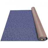 Deep blue outdoor polyester rug measuring 6x13.1 feet with a low pile design.