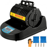 Black 1300W multifunctional mug heat press machine with digital controls, ceramic plate, and accessories.