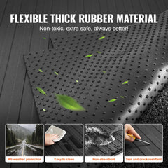 Black rubber truck bed mat with textured surface and non-slip backing for Ford F-150 short bed.