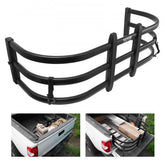 Black aluminum retractable truck bed extender, 55.5-68 inches, shown installed on pickup truck.