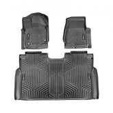 Set of three black TPE floor mats for Ford F-150 Lightning, with raised edges and textured surfaces.