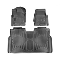 Set of three black TPE floor mats for Ford F-150 Lightning, with raised edges and textured surfaces.
