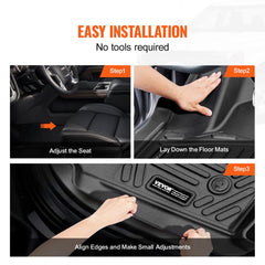 Bostome TPE floor mats for Chevy Silverado/GMC Sierra, custom-fit with raised edges and non-slip design.