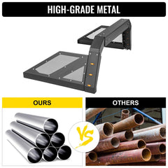 Black adjustable truck roll bar with six amber side marker lamps and mesh panels