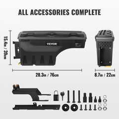 Lockable ABS truck bed storage box for 2015-2021 Ford F-150 with multiple compartments.