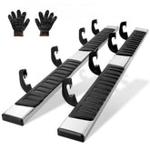 Bostome 6-inch stainless steel running boards for Chevy Silverado and GMC Sierra with non-slip surface.